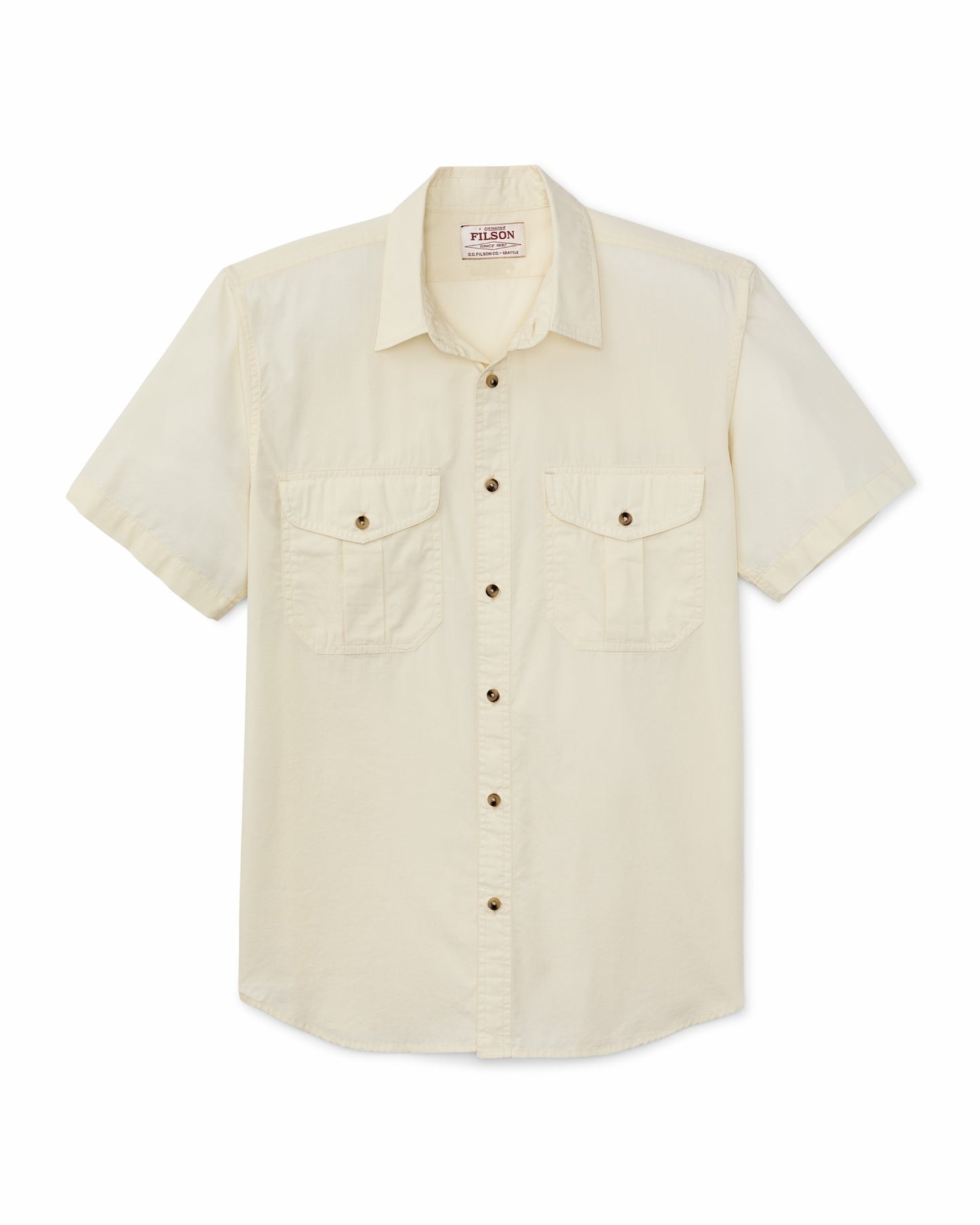 Filson Men Filson's Washed Short Sleeve Feather Cloth Shirt - Ivory