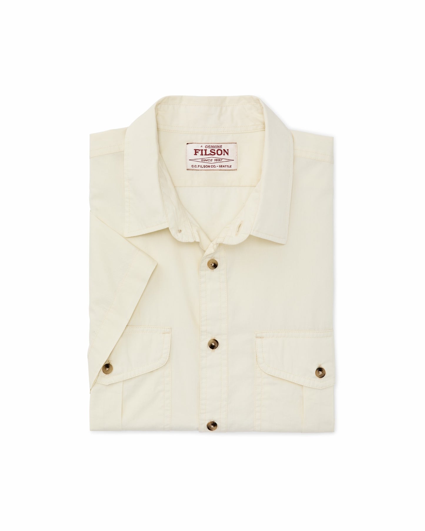 Filson Men Filson's Washed Short Sleeve Feather Cloth Shirt - Ivory