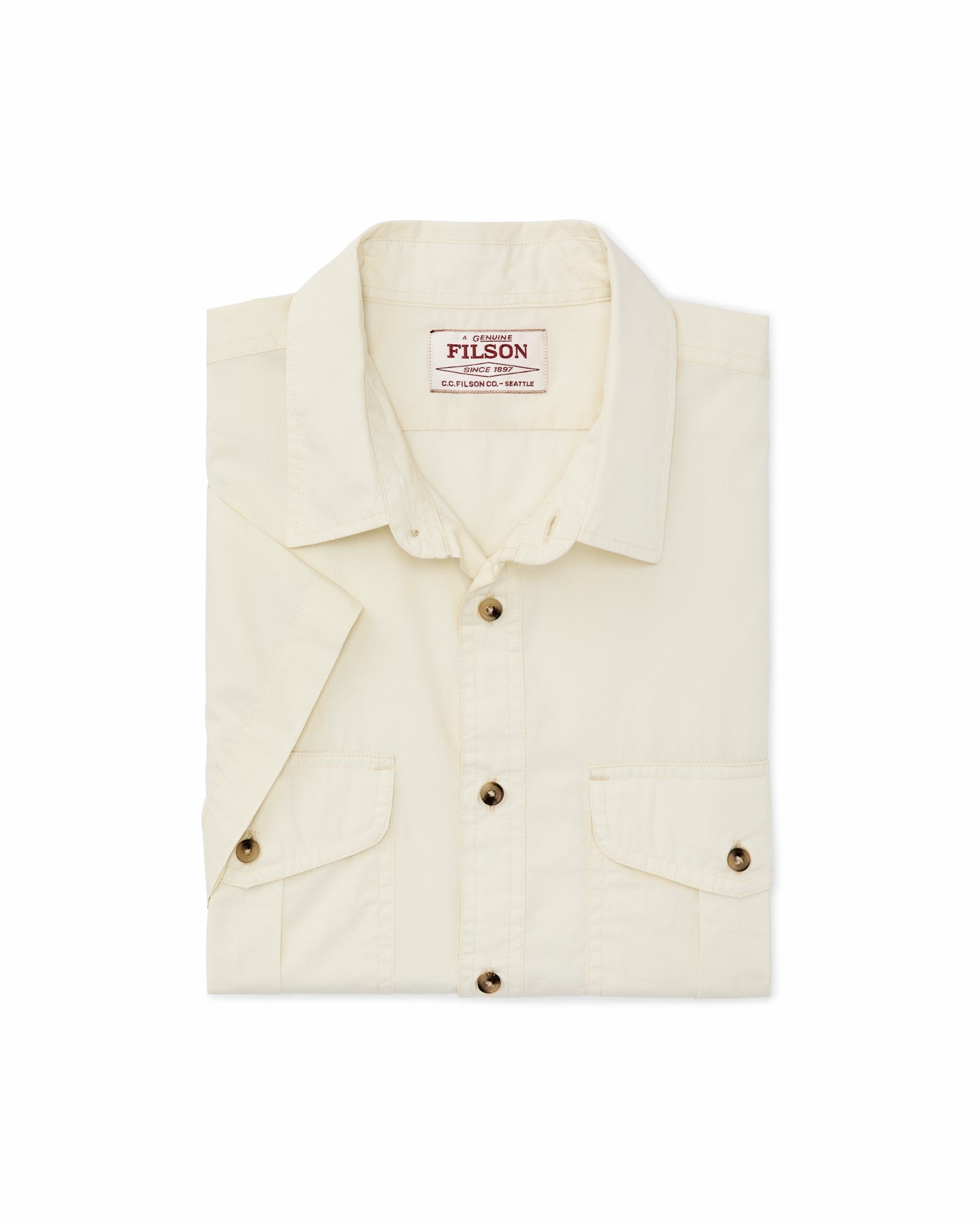 Filson Men Filson's Washed Short Sleeve Feather Cloth Shirt - Ivory