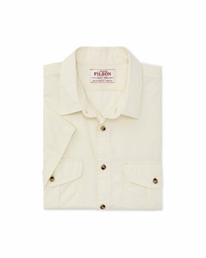 Filson Men Filson's Washed Short Sleeve Feather Cloth Shirt - Ivory