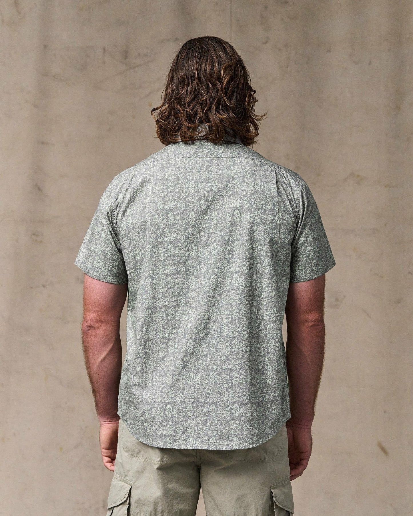 Filson Men Filson's Washed Short Sleeve Feather Cloth Shirt - Khaki / Print