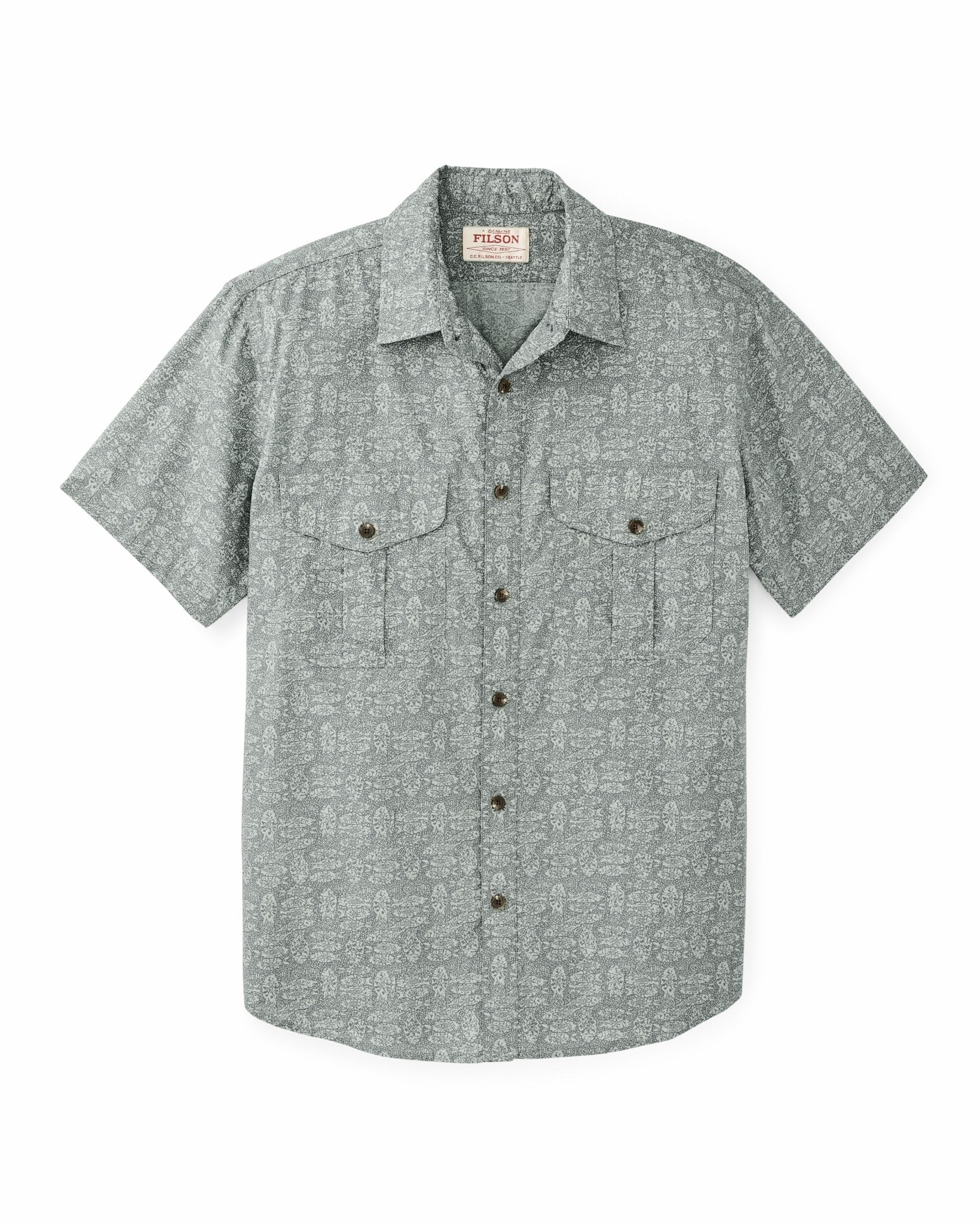 Filson Men Filson's Washed Short Sleeve Feather Cloth Shirt - Khaki / Print