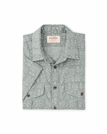 Filson Men Filson's Washed Short Sleeve Feather Cloth Shirt - Khaki / Print