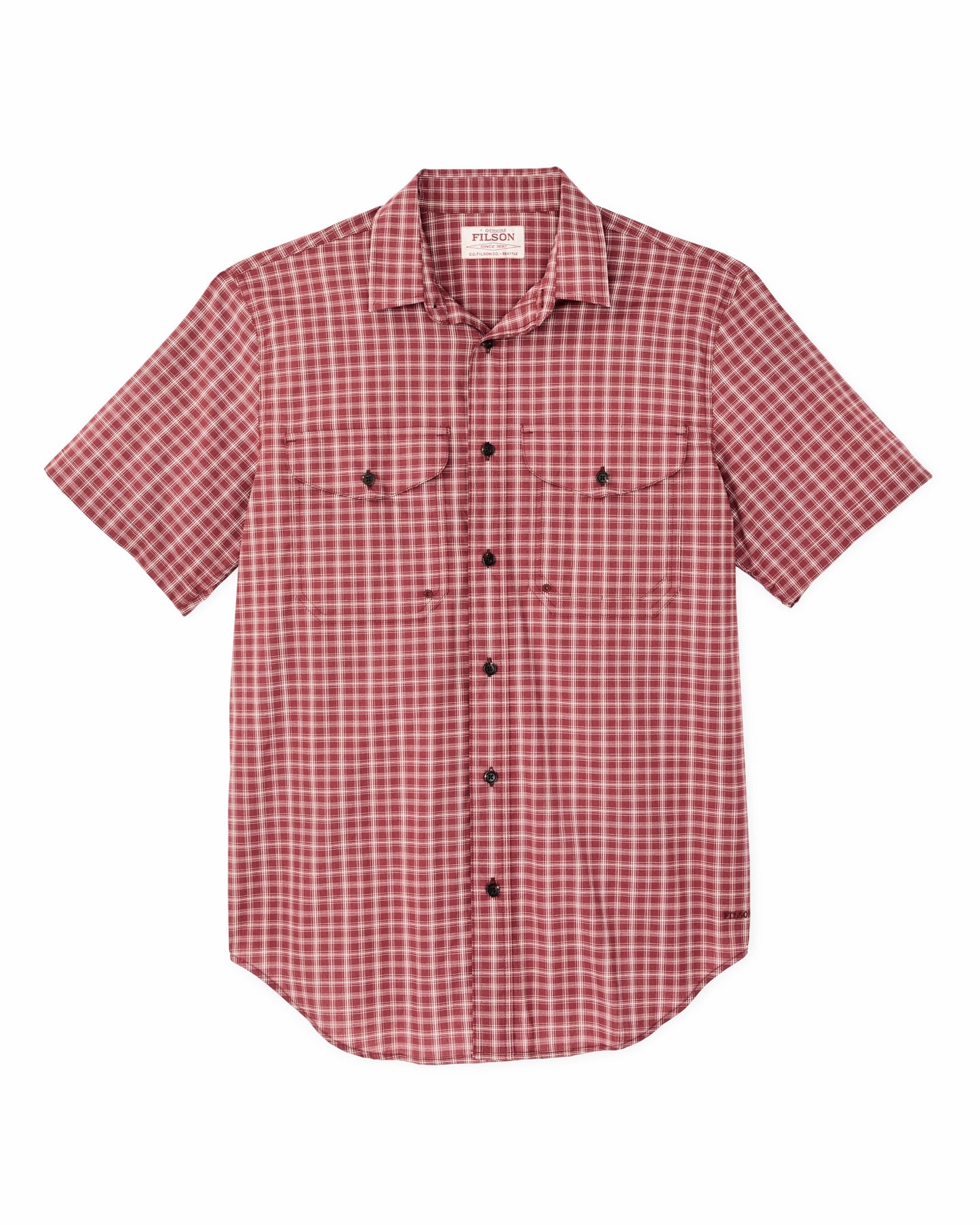 Filson Men Twin Lakes Short Sleeve Sport Shirt - Brick / Cream Plaid