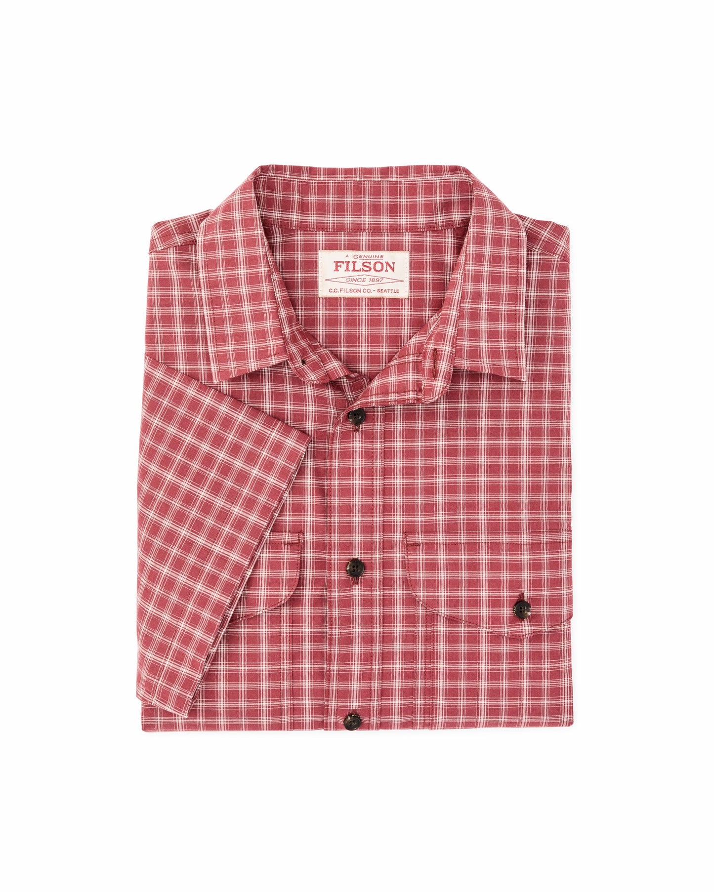 Filson Men Twin Lakes Short Sleeve Sport Shirt - Brick / Cream Plaid