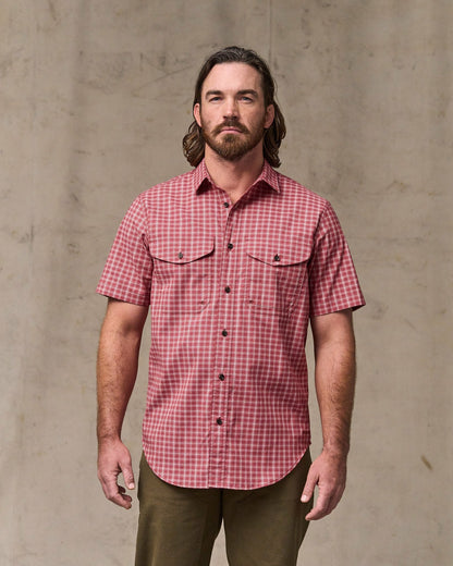 Filson Men Twin Lakes Short Sleeve Sport Shirt - Brick / Cream Plaid