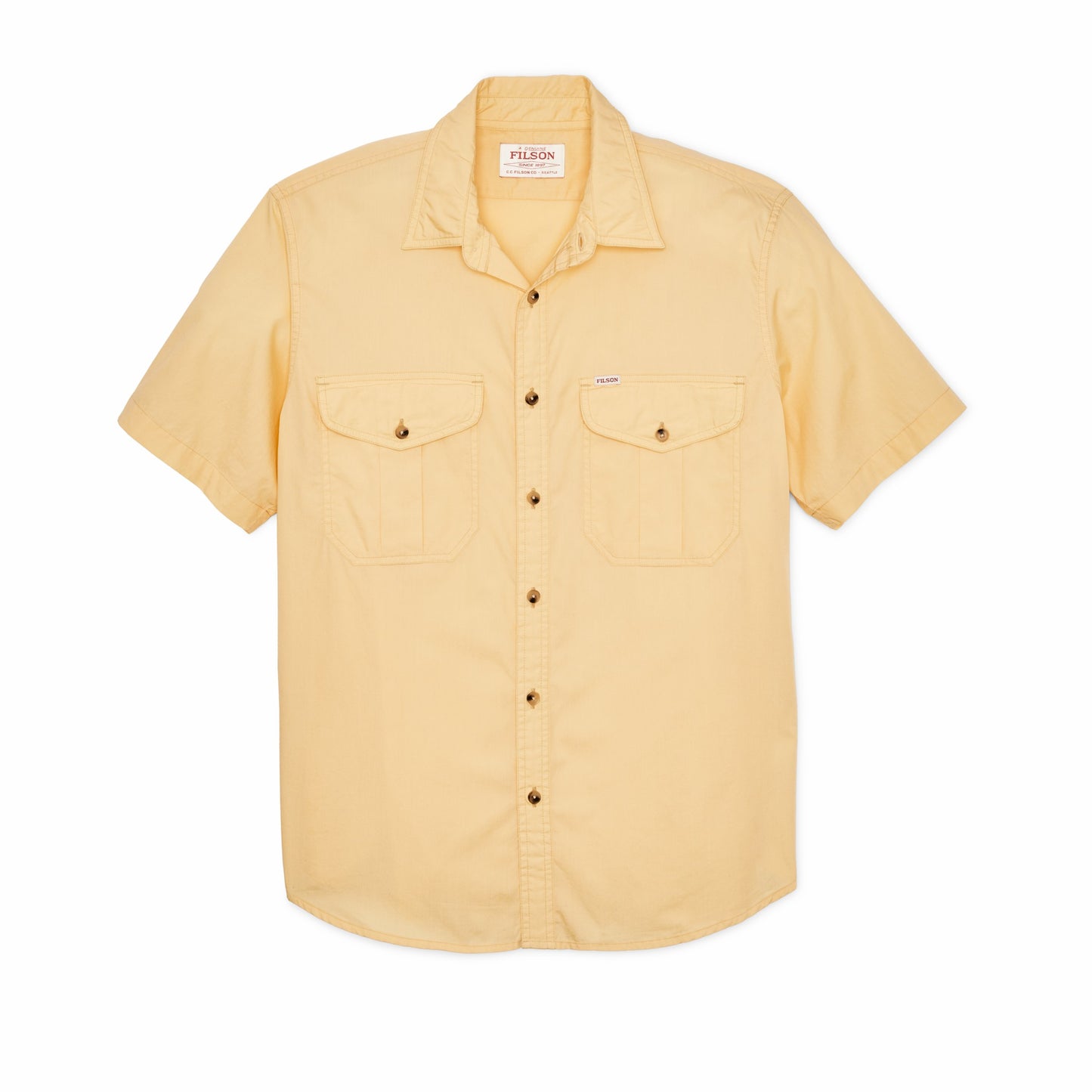 Filson Men Filson's Washed Short Sleeve Feather Cloth Shirt - Straw