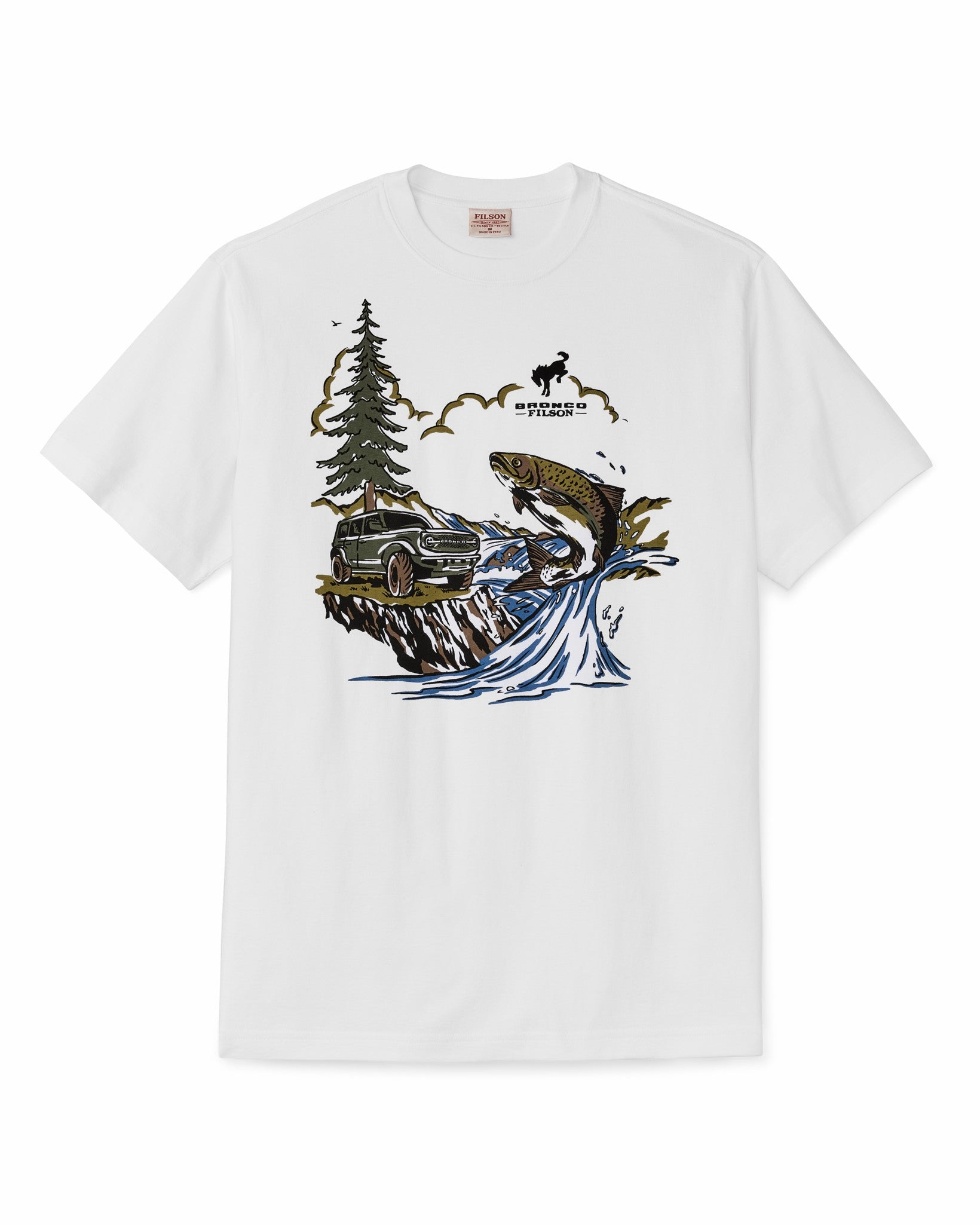 Filson Men Bronco Filson Trout Graphic T-Shirt - Bright White