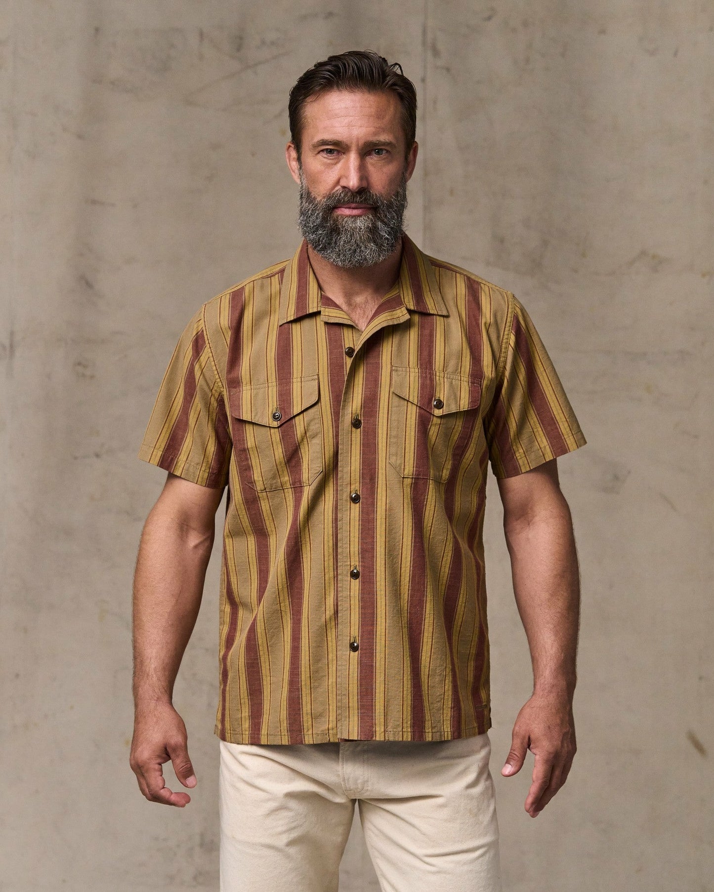 Filson Men Chambray Camp Shirt - Brick / Tan