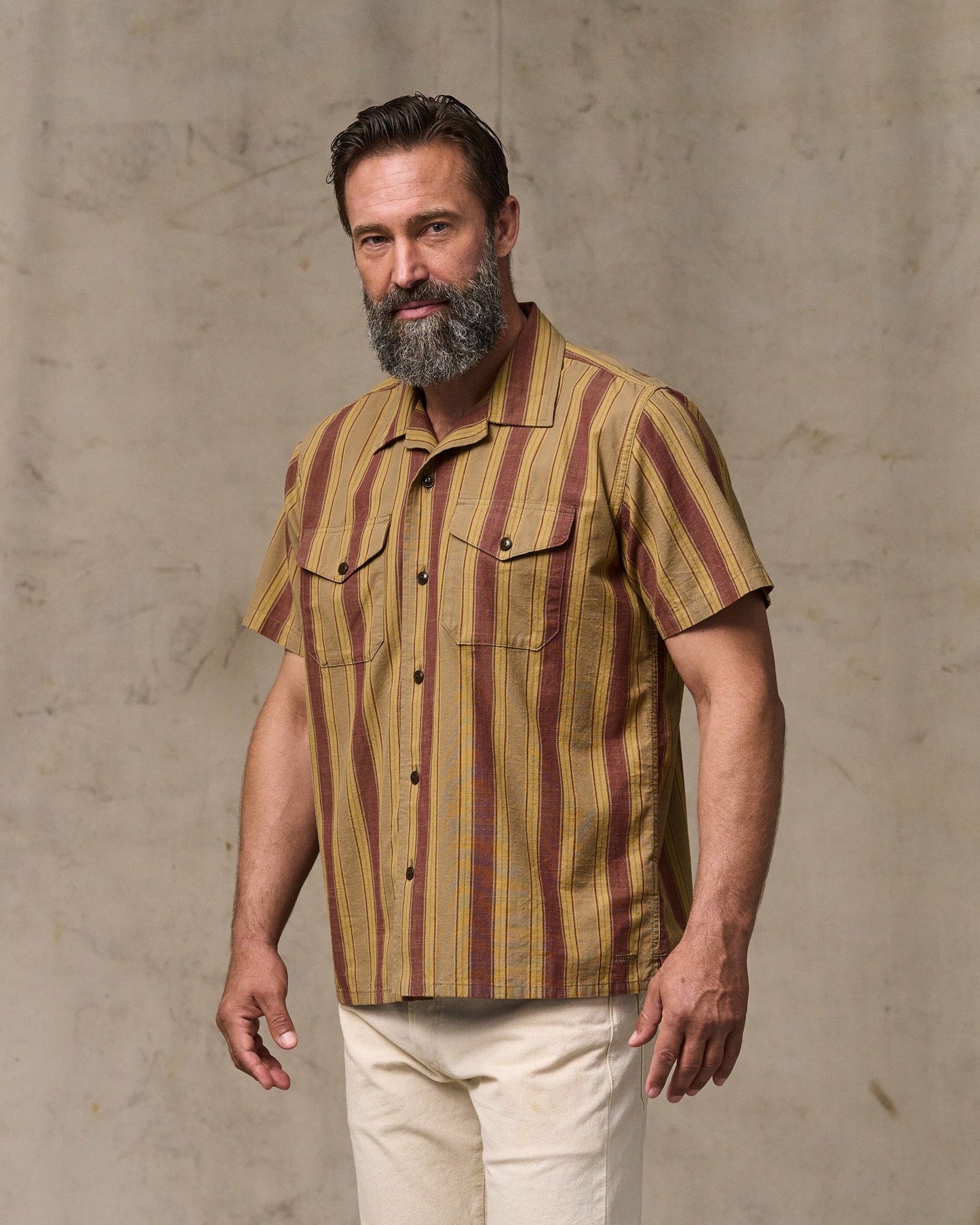 Filson Men Chambray Camp Shirt - Brick / Tan