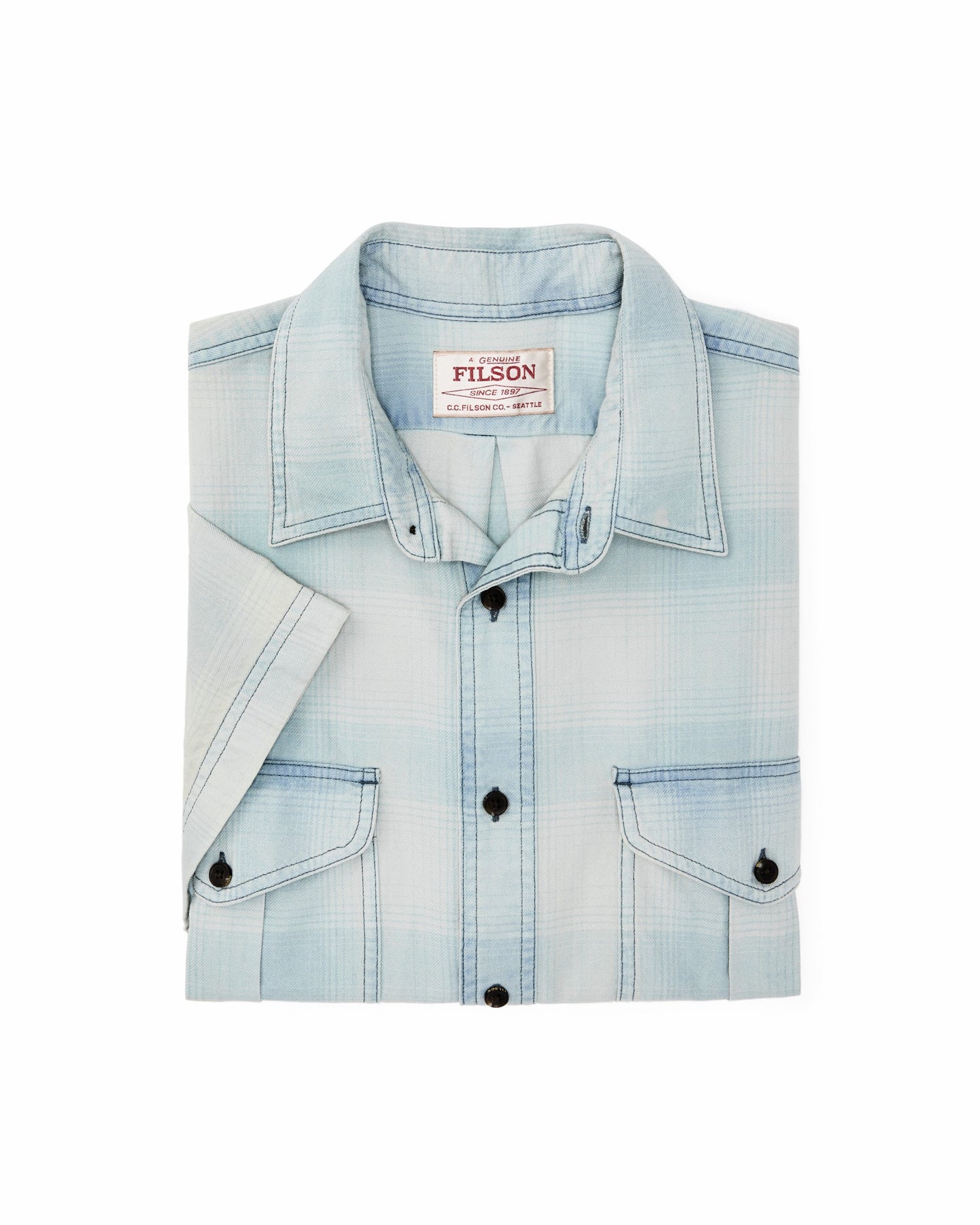 Filson Men Short Sleeve Lightweight Alaskan Guide Shirt - Indigo Plaid