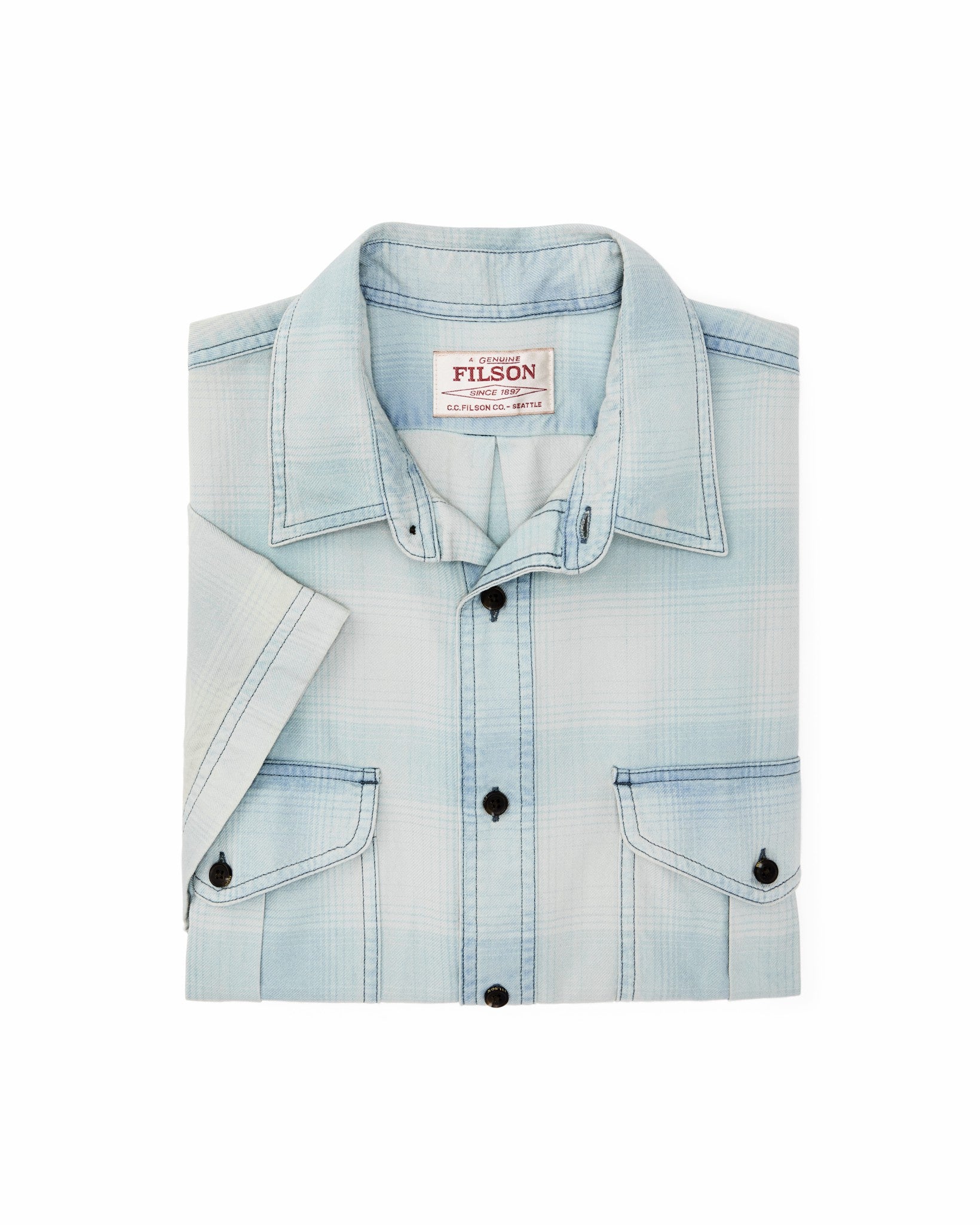 Filson Men Short Sleeve Lightweight Alaskan Guide Shirt - Indigo Plaid
