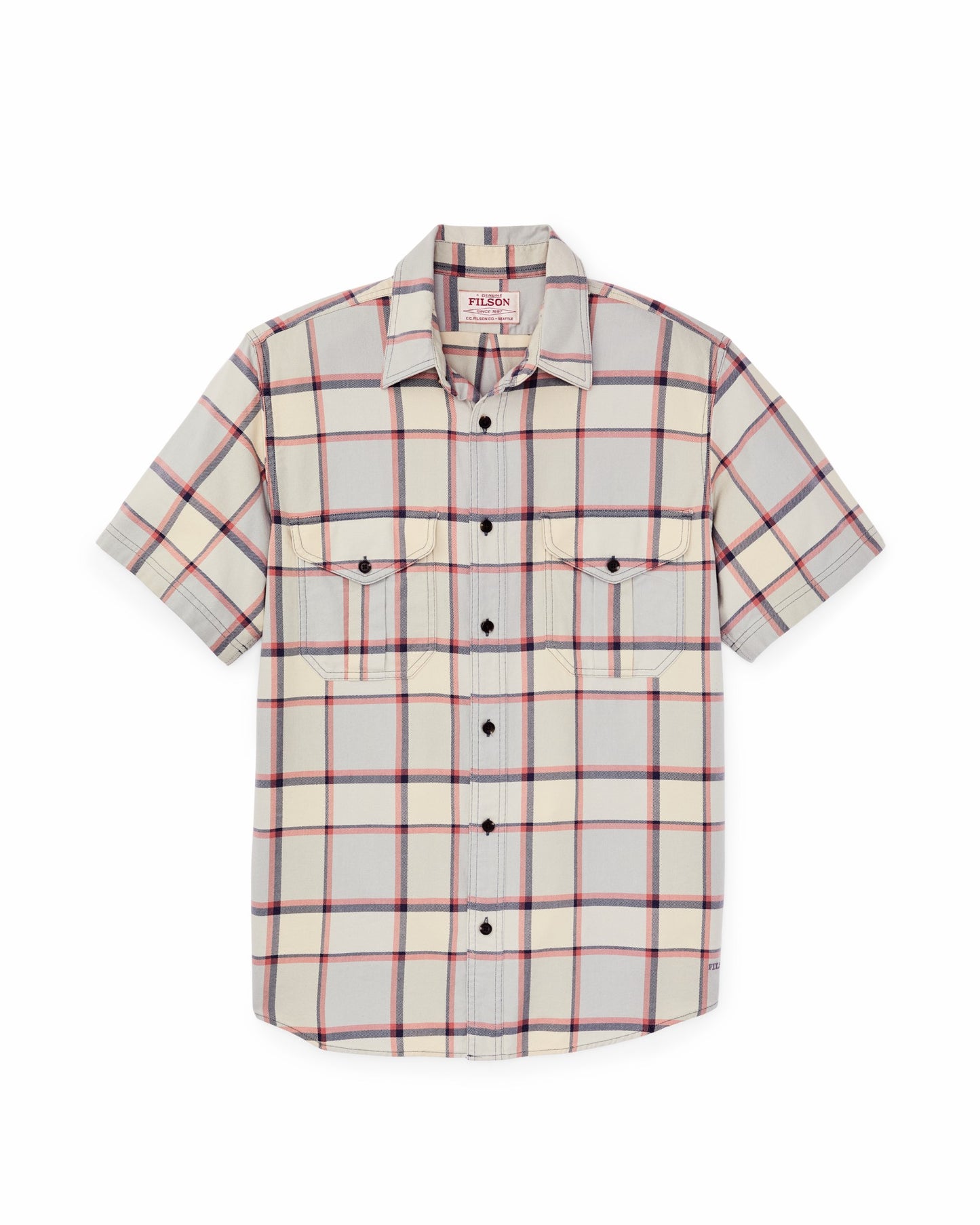 Filson Men Short Sleeve Lightweight Alaskan Guide Shirt - Light Blue / Tan Plaid