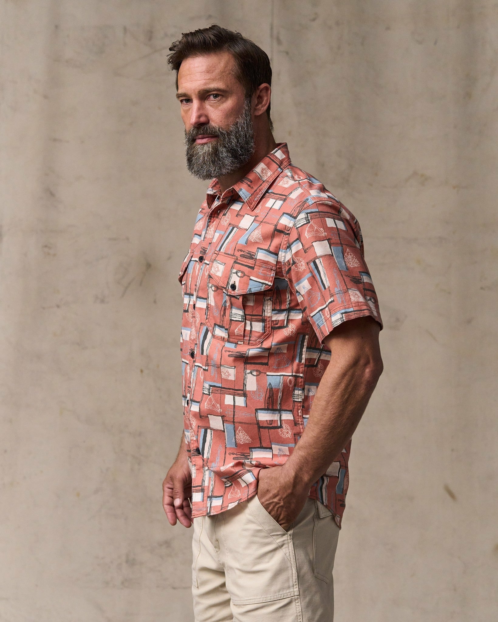 Filson Men Short Sleeve Lightweight Alaskan Guide Shirt - Russet Print