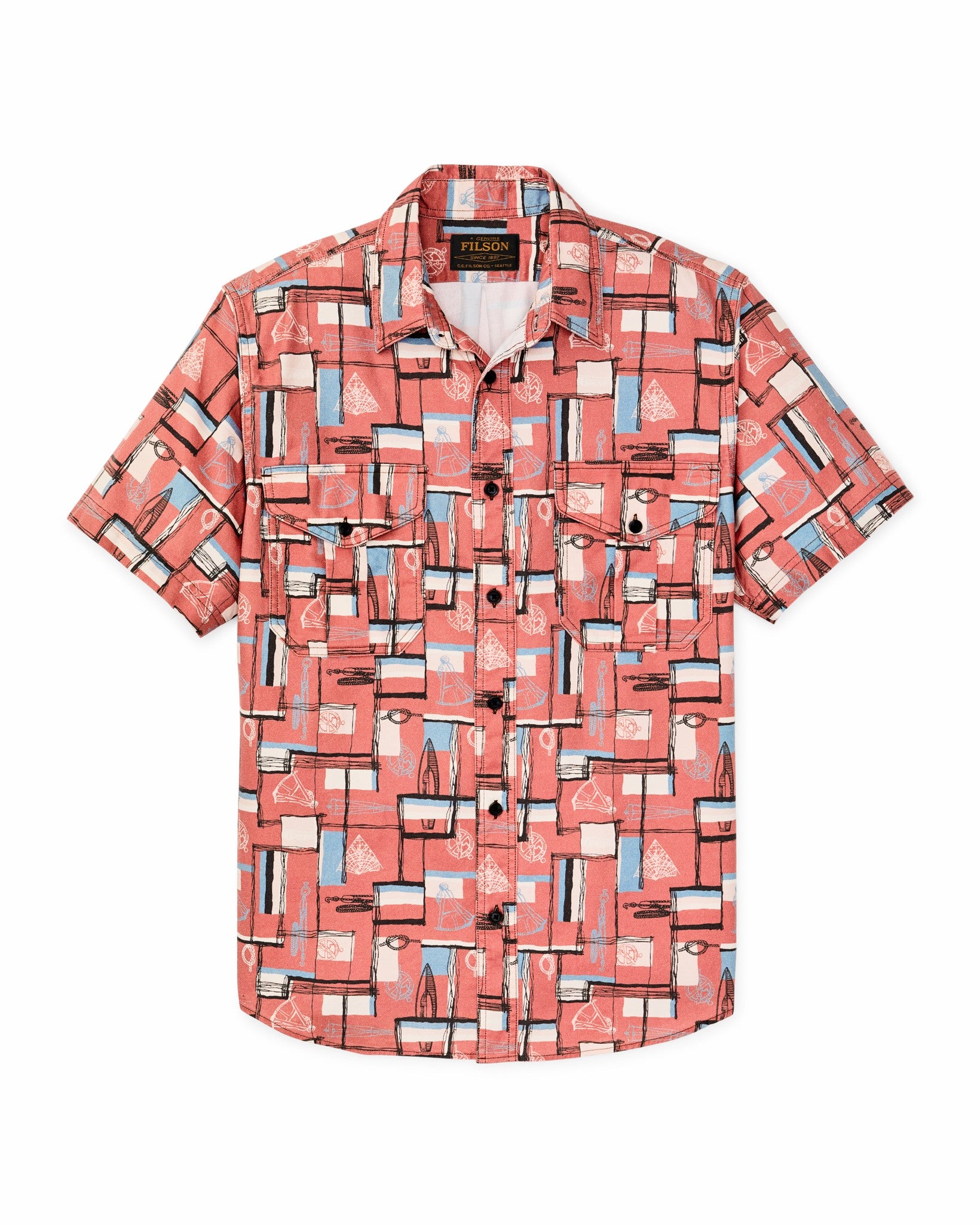Filson Men Short Sleeve Lightweight Alaskan Guide Shirt - Russet Print