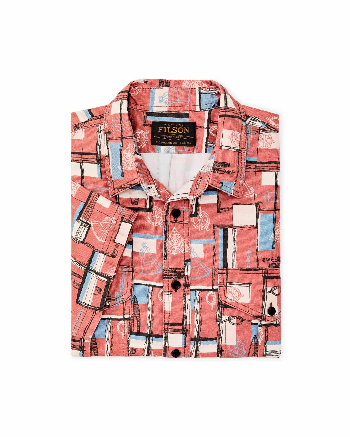 Filson Men Short Sleeve Lightweight Alaskan Guide Shirt - Russet Print