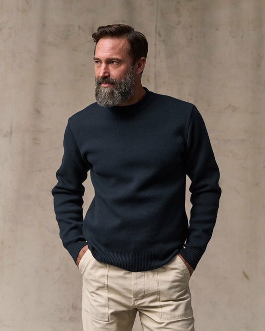 Filson Men Cotton Crewneck Guide Sweater - Dark Navy