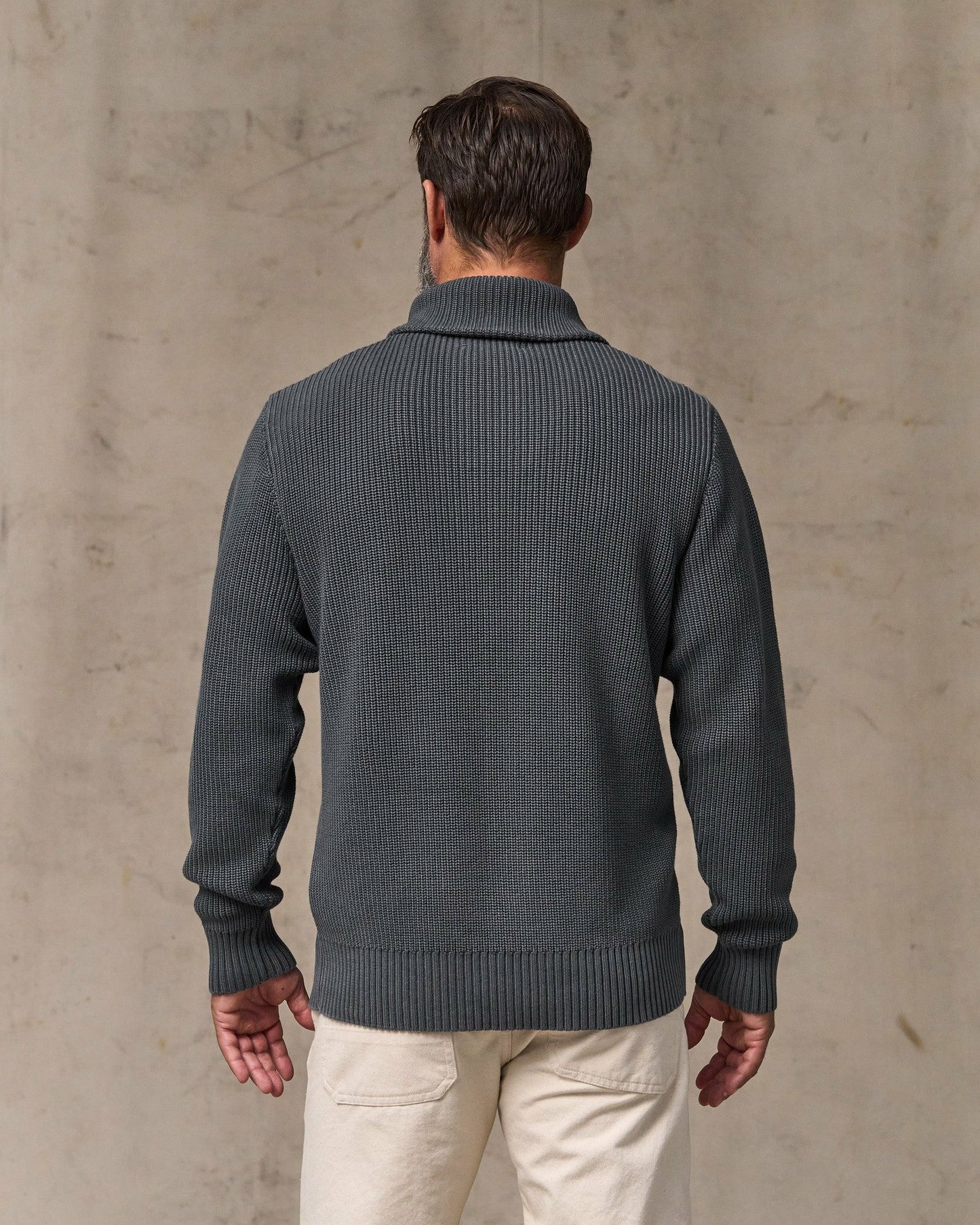 Filson Men Vintage Cotton Shawl Neck Sweater - Charcoal