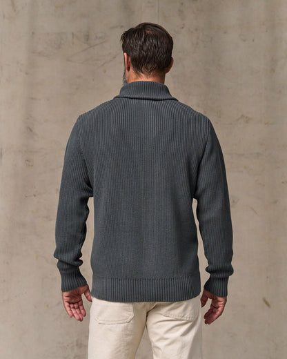 Filson Men Vintage Cotton Shawl Neck Sweater - Charcoal