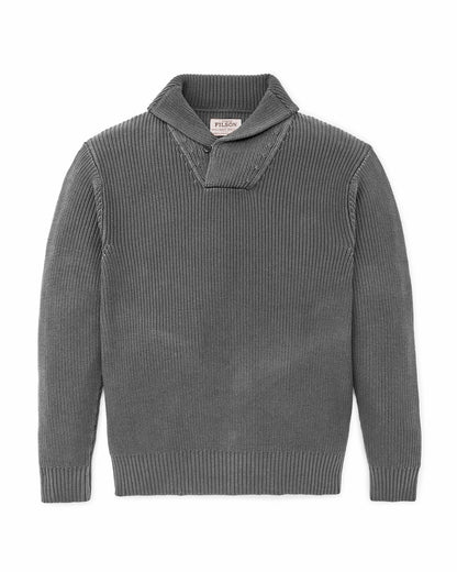 Filson Men Vintage Cotton Shawl Neck Sweater - Charcoal