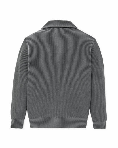 Filson Men Vintage Cotton Shawl Neck Sweater - Charcoal