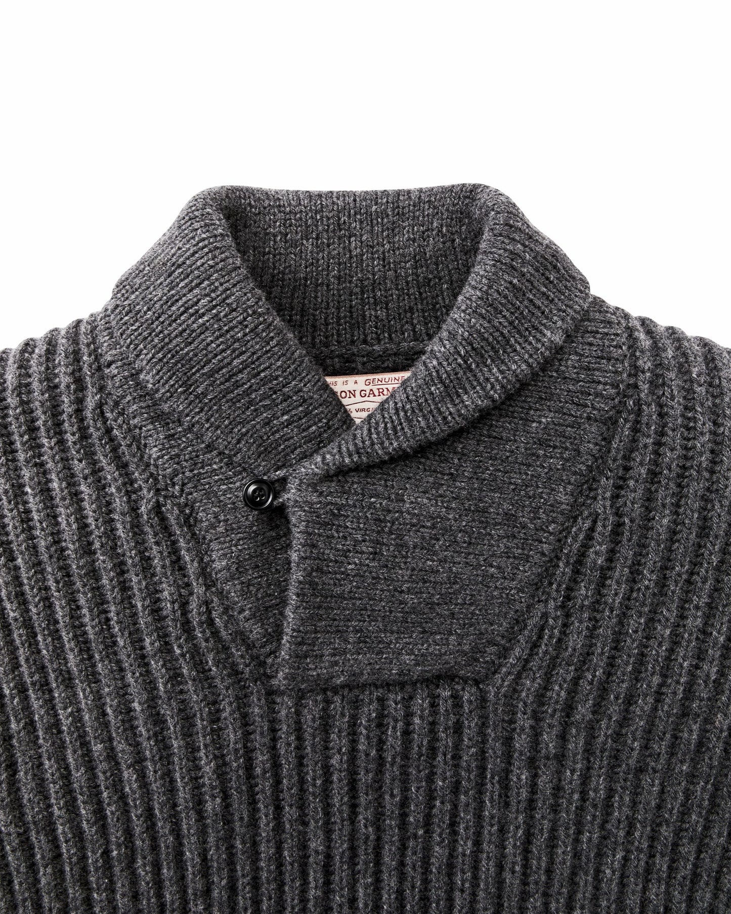 Filson Men Bristol Shawl Neck Sweater - Gray Heather / Dark Charcoal Stripe