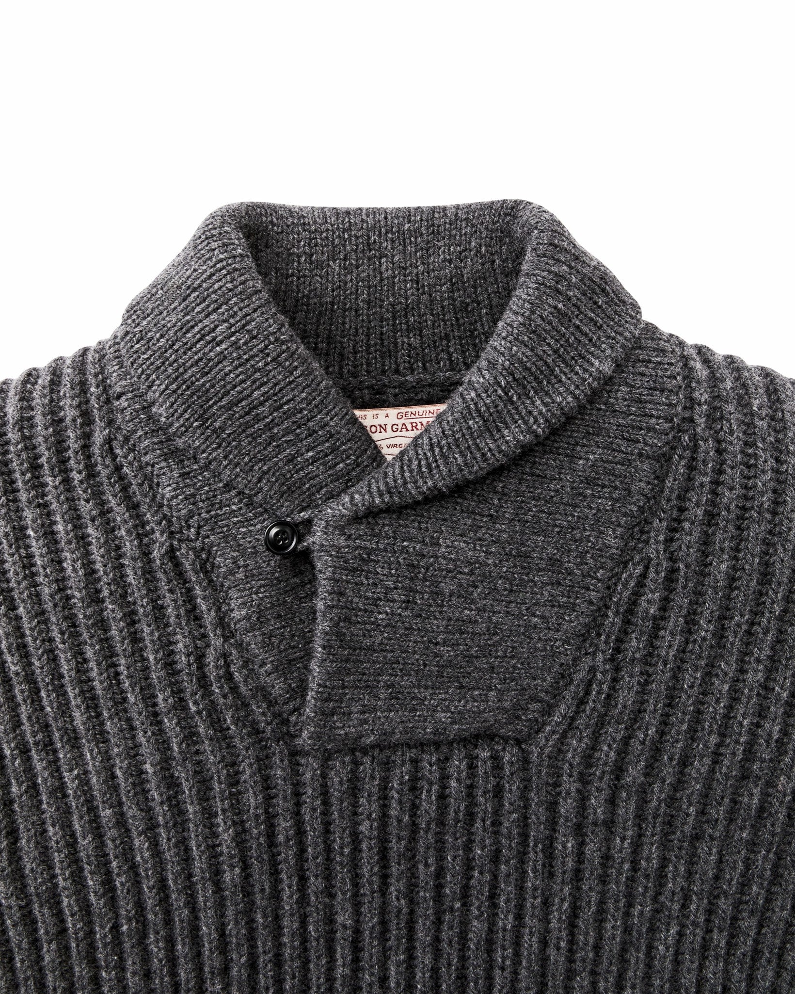 Filson Men Bristol Shawl Neck Sweater - Gray Heather / Dark Charcoal Stripe