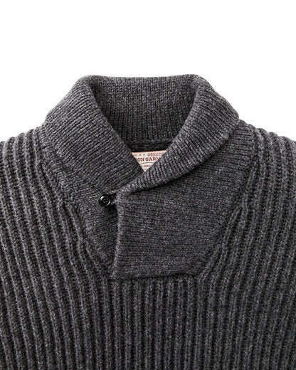 Filson Men Bristol Shawl Neck Sweater - Gray Heather / Dark Charcoal Stripe