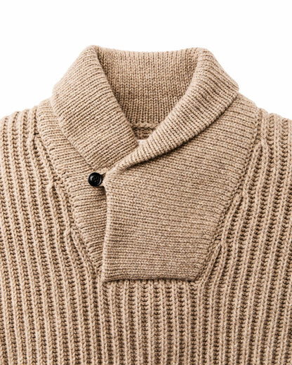 Filson Men Bristol Shawl Neck Sweater - Oatmeal Heather / Flame Stripe