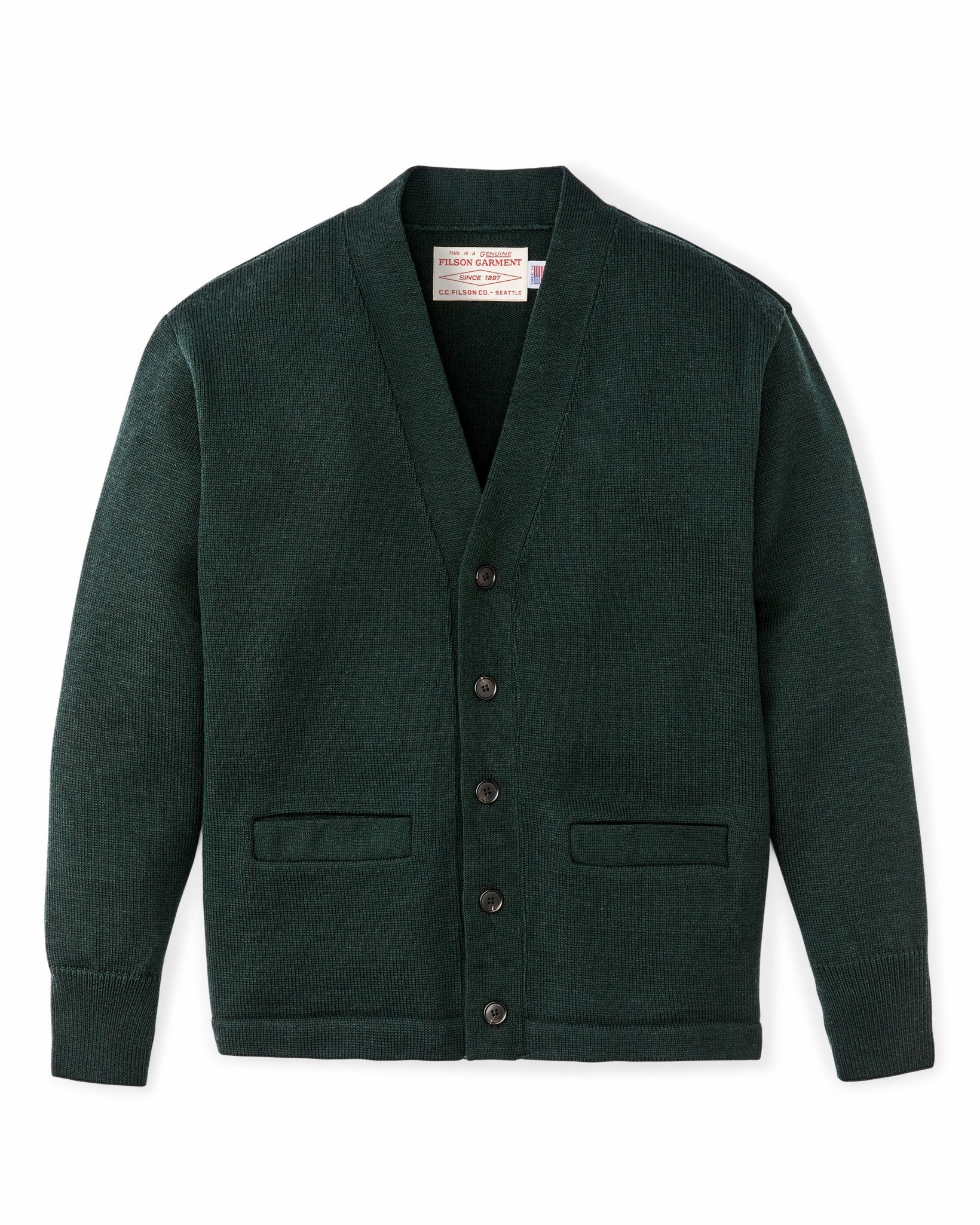 Filson Men Guide Cardigan Sweater - Fir