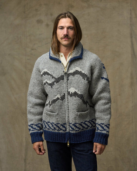 Filson Men Handmade Full-zip Sweater - Heather Gray / Fishing Boat