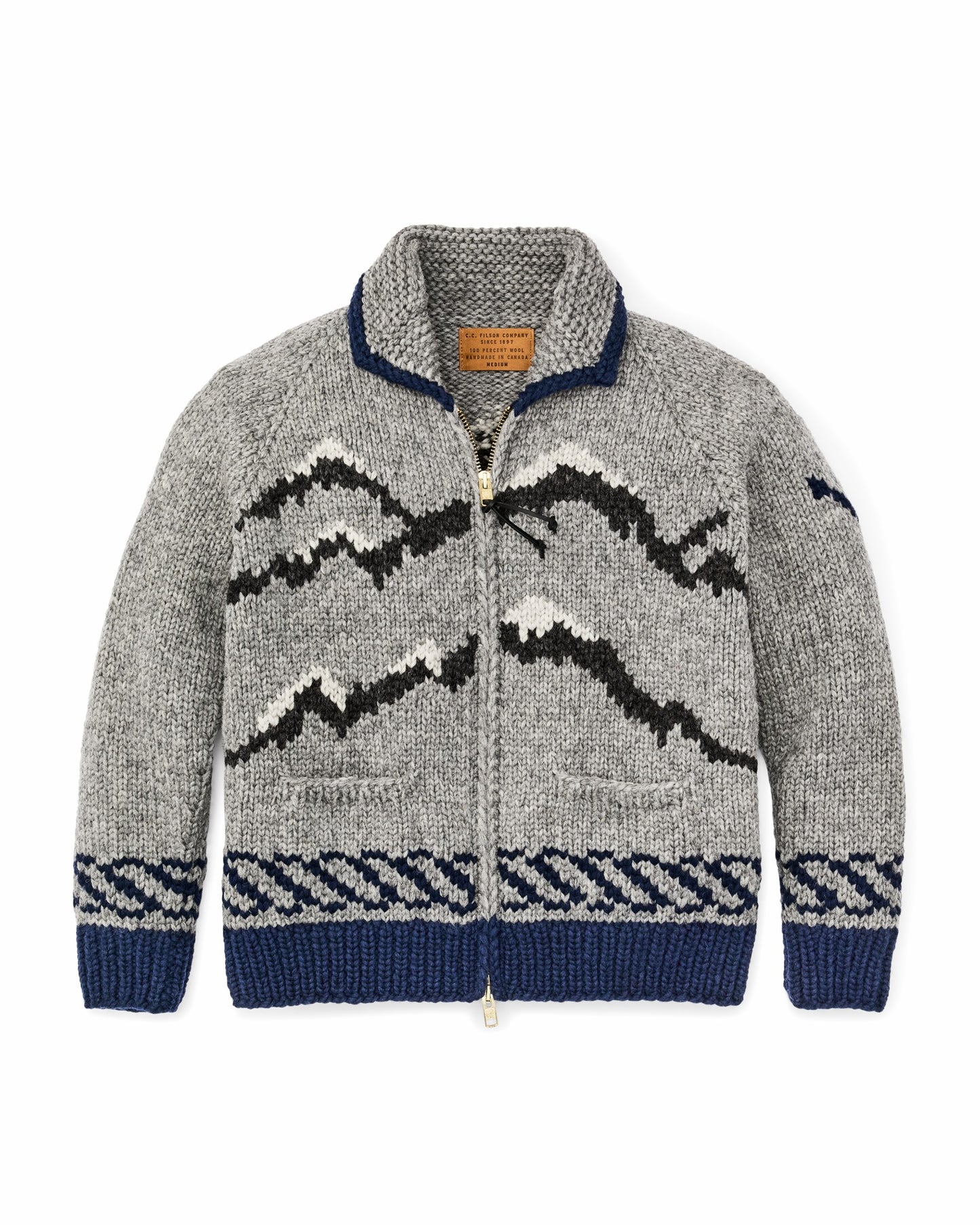 Filson Men Handmade Full-zip Sweater - Heather Gray / Fishing Boat