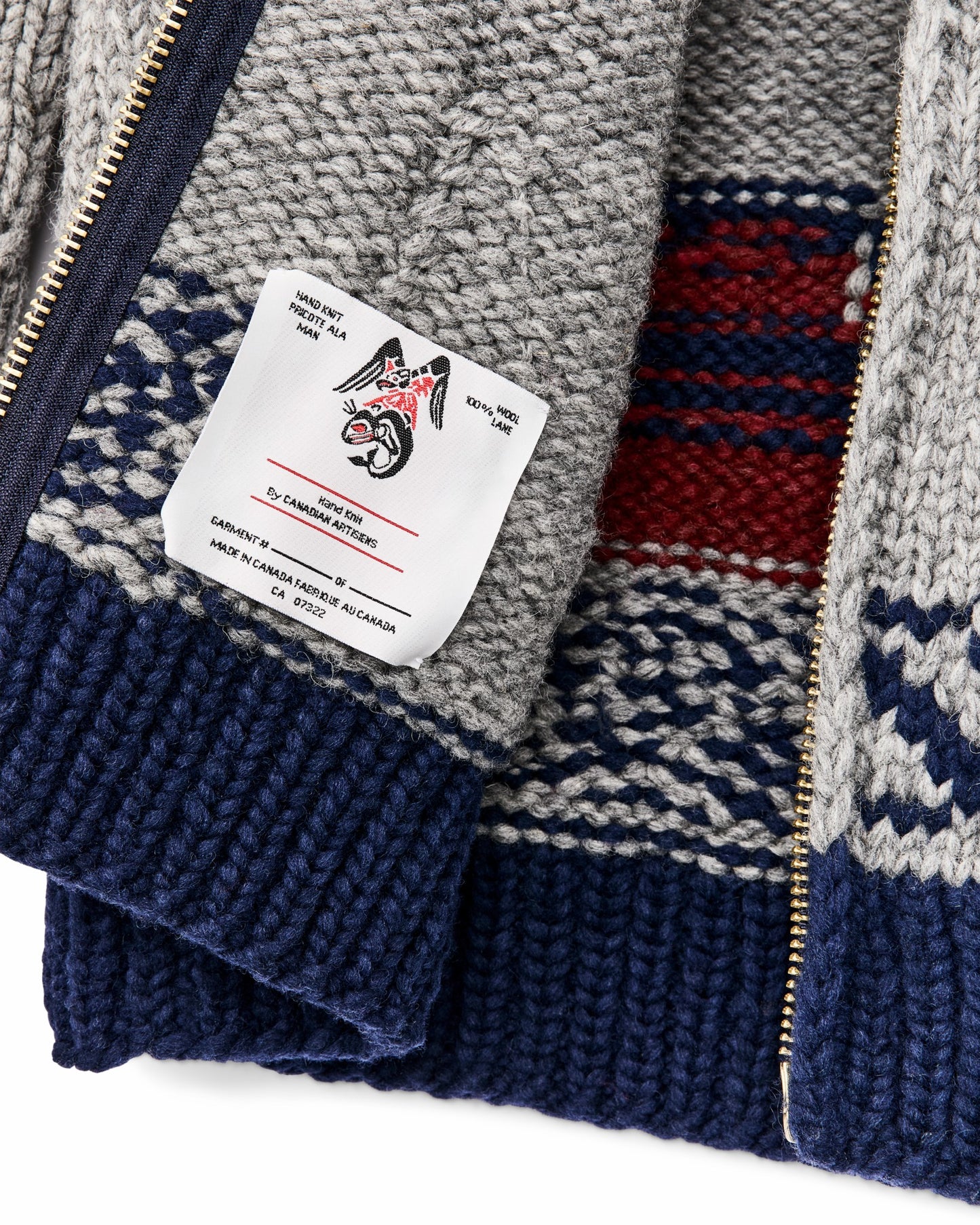 Filson Men Handmade Full-zip Sweater - Heather Gray / Fishing Boat