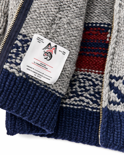 Filson Men Handmade Full-zip Sweater - Heather Gray / Fishing Boat