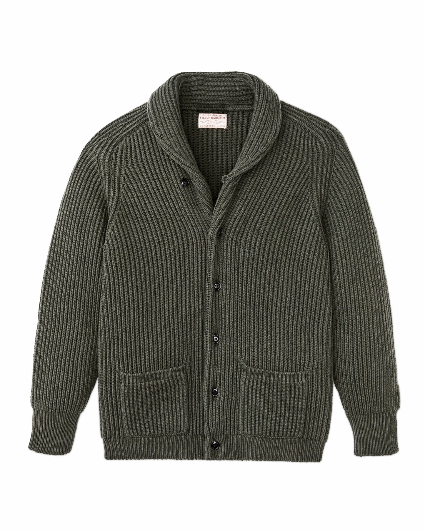 Filson Men Bristol Cardigan Sweater - Forest Green Heather