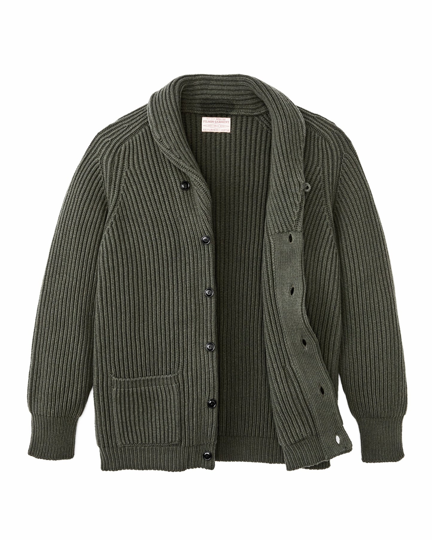 Filson Men Bristol Cardigan Sweater - Forest Green Heather