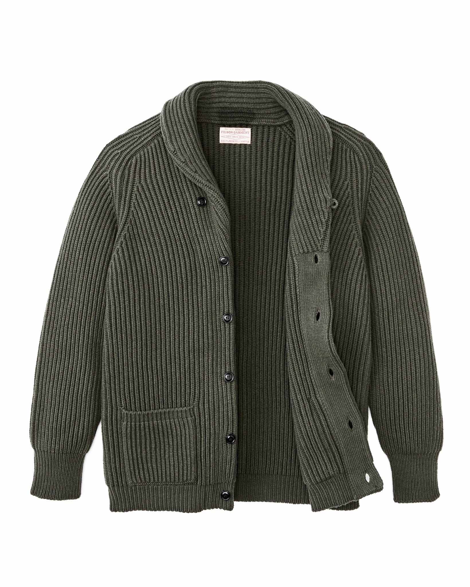 Filson Men Bristol Cardigan Sweater - Forest Green Heather