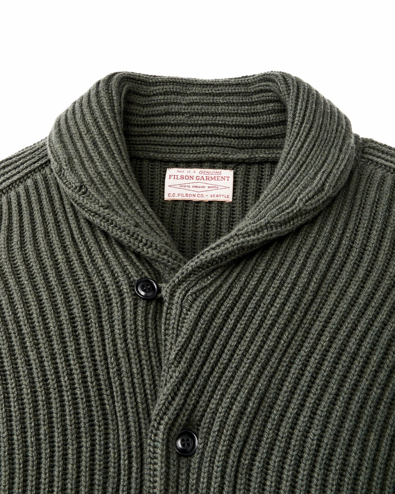 Filson Men Bristol Cardigan Sweater - Forest Green Heather