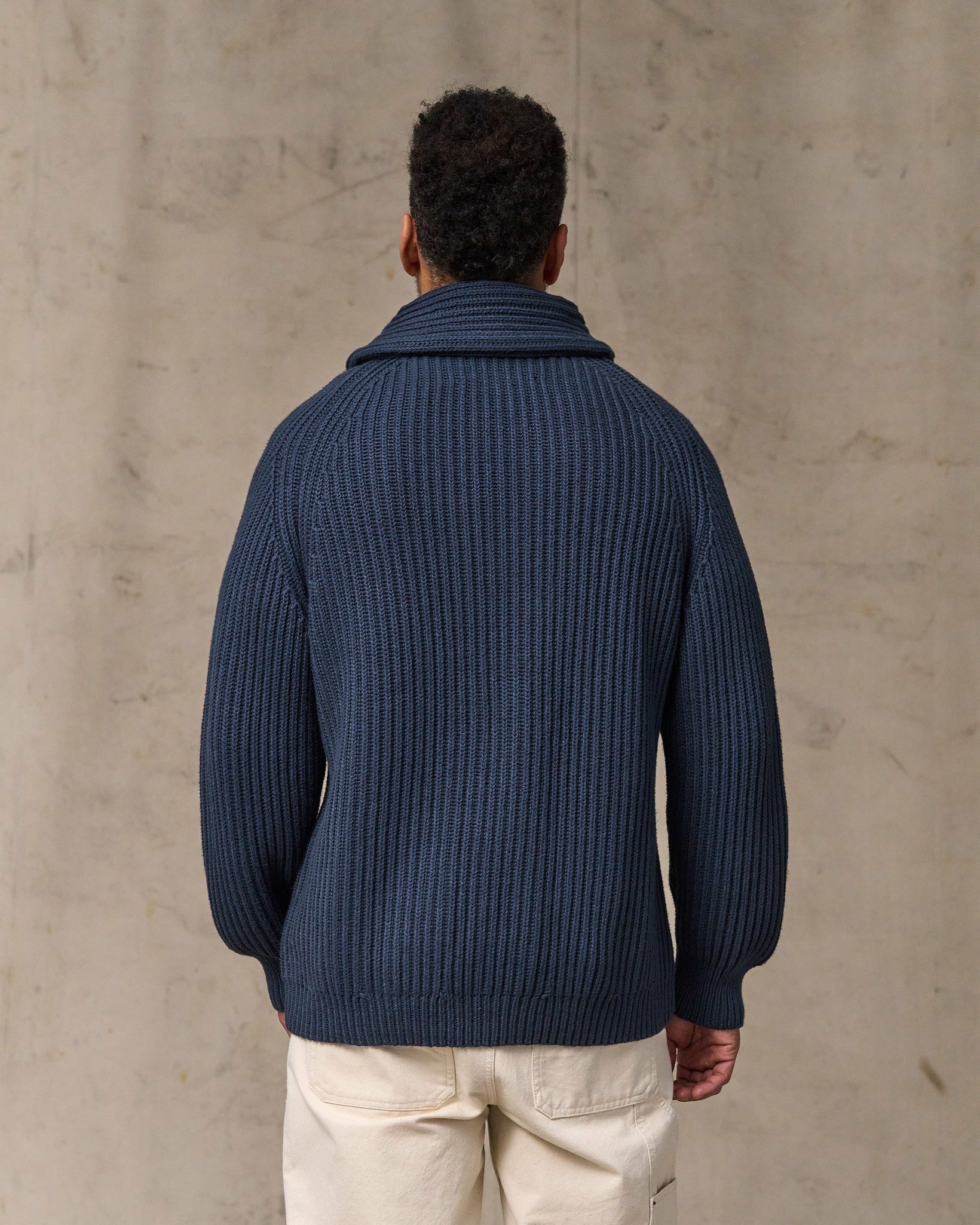 Filson Men Fisherman Rib Cotton Cardigan - Navy