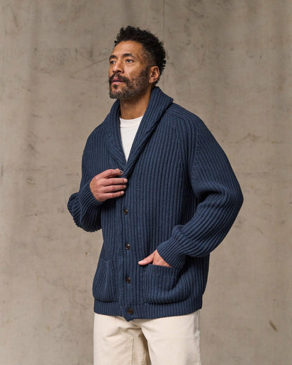 Filson Men Fisherman Rib Cotton Cardigan - Navy