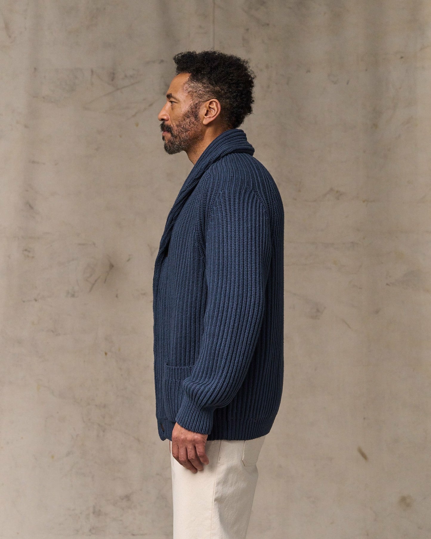 Filson Men Fisherman Rib Cotton Cardigan - Navy