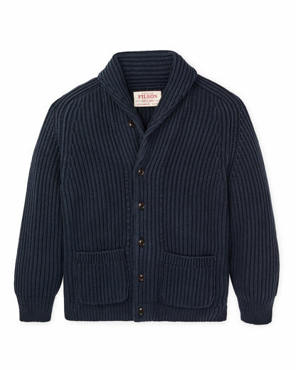 Filson Men Fisherman Rib Cotton Cardigan - Navy