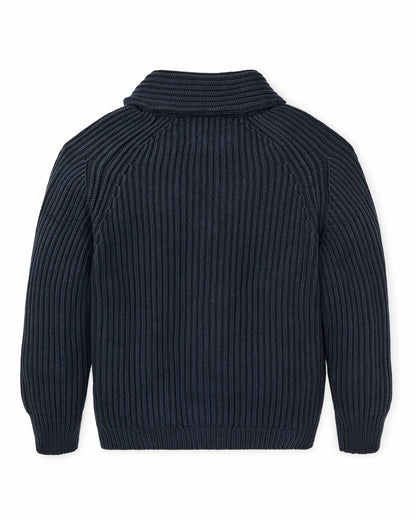 Filson Men Fisherman Rib Cotton Cardigan - Navy