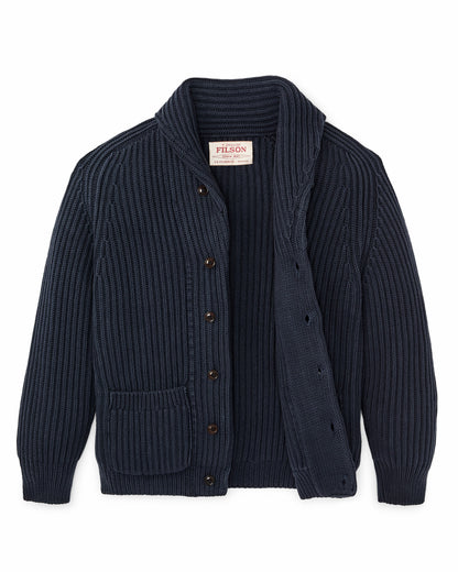 Filson Men Fisherman Rib Cotton Cardigan - Navy