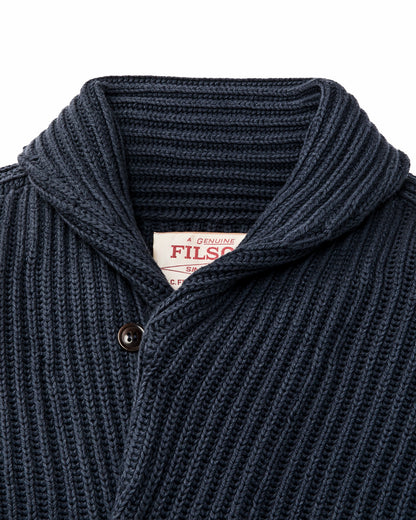 Filson Men Fisherman Rib Cotton Cardigan - Navy