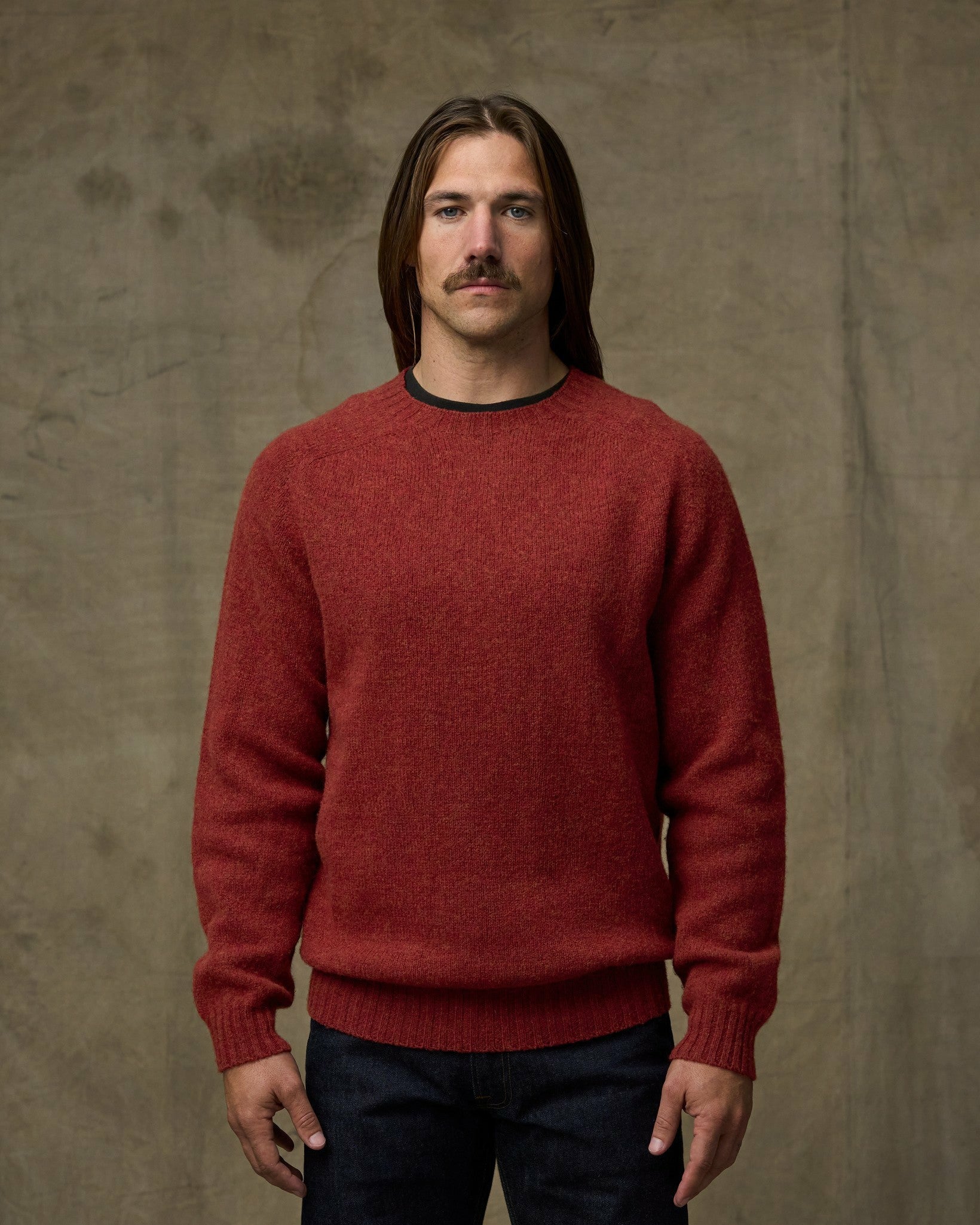 Filson Men Shetland 5-gauge Wool Sweater - Russet
