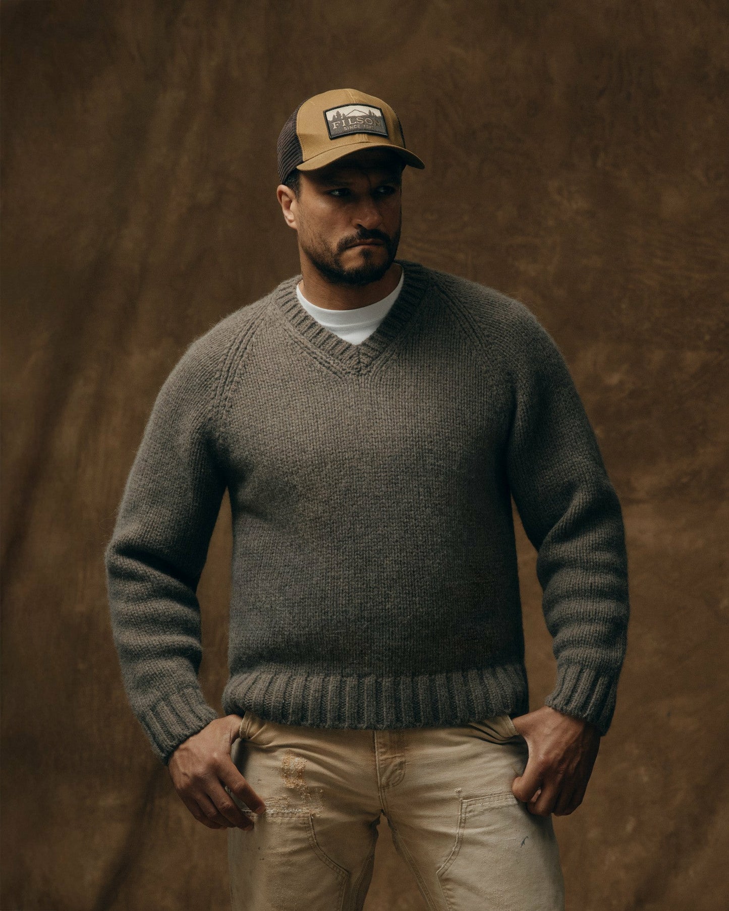 Filson Men 3-gauge Alpaca Blend Sweater - Bark Heather