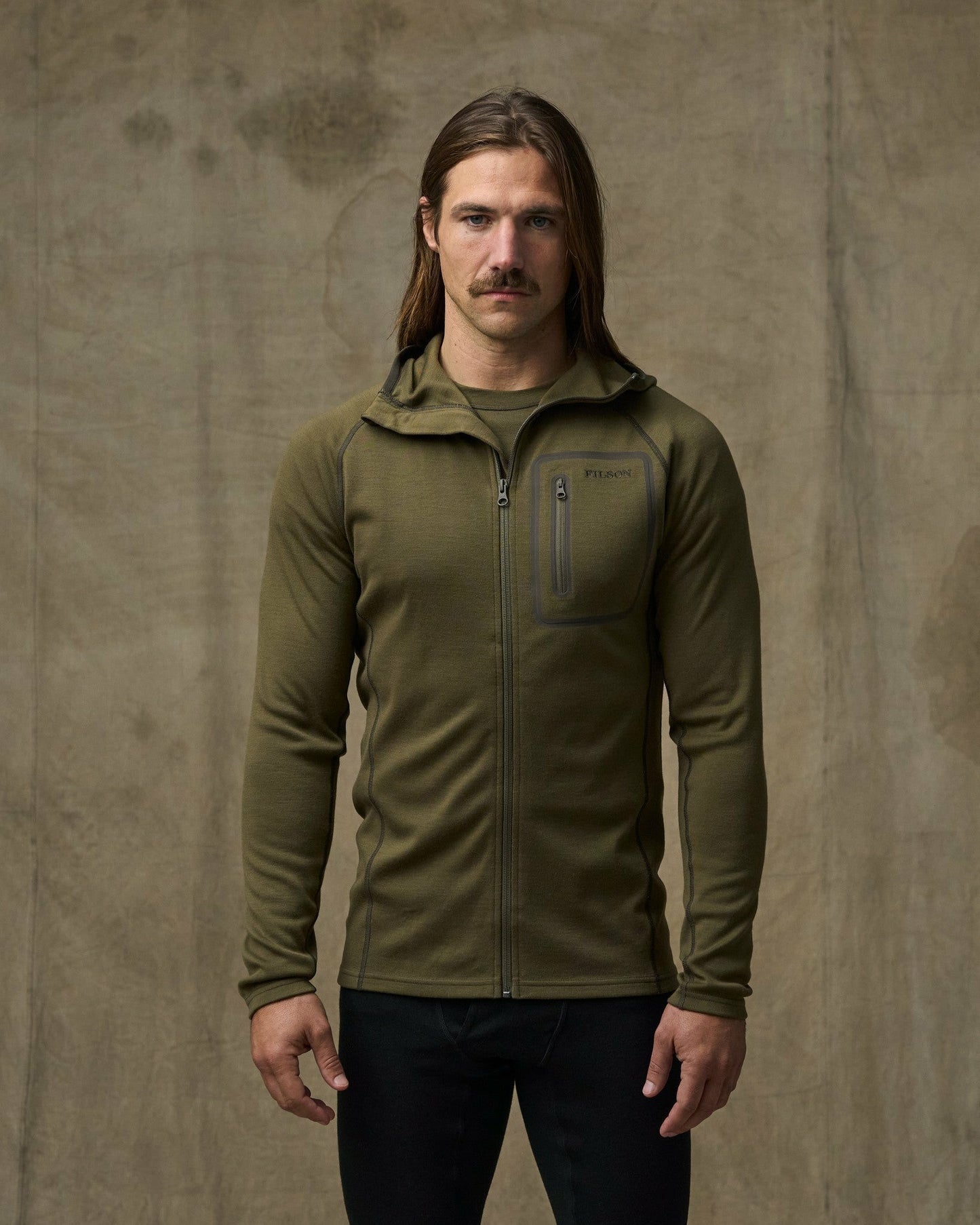 Filson Men 400g Merino Wool Hoodie - Dark Olive