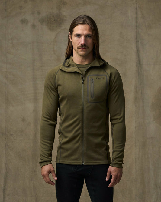 Filson Men 400g Merino Wool Hoodie - Dark Olive