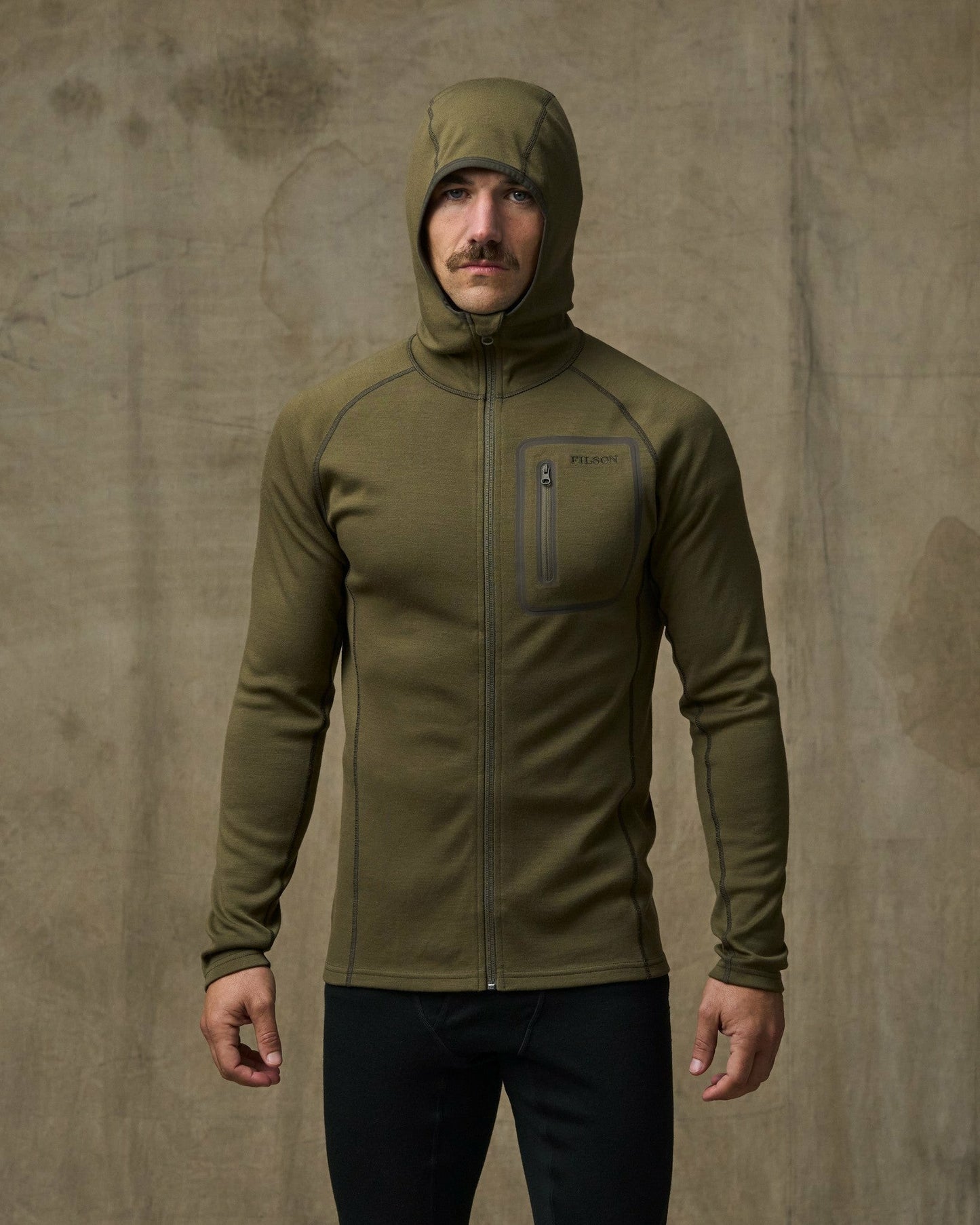Filson Men 400g Merino Wool Hoodie - Dark Olive